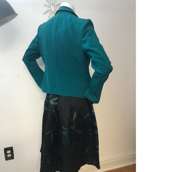 Emerald Green Teal Blue Turquoise Fitted Formal Blazer Suit Jacket Coat  F21 - Picture 2 of 3
